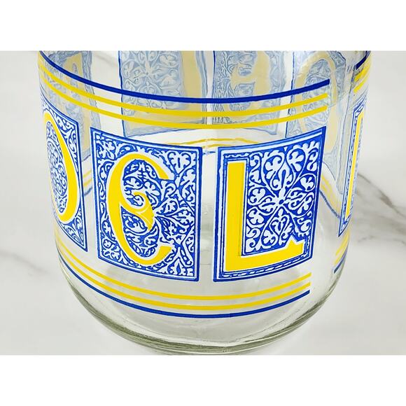 Noel Glass Canister Jar Cookie w/ Blue Lid 7" x 4 1/2" Container Storage - Picture 4 of 16